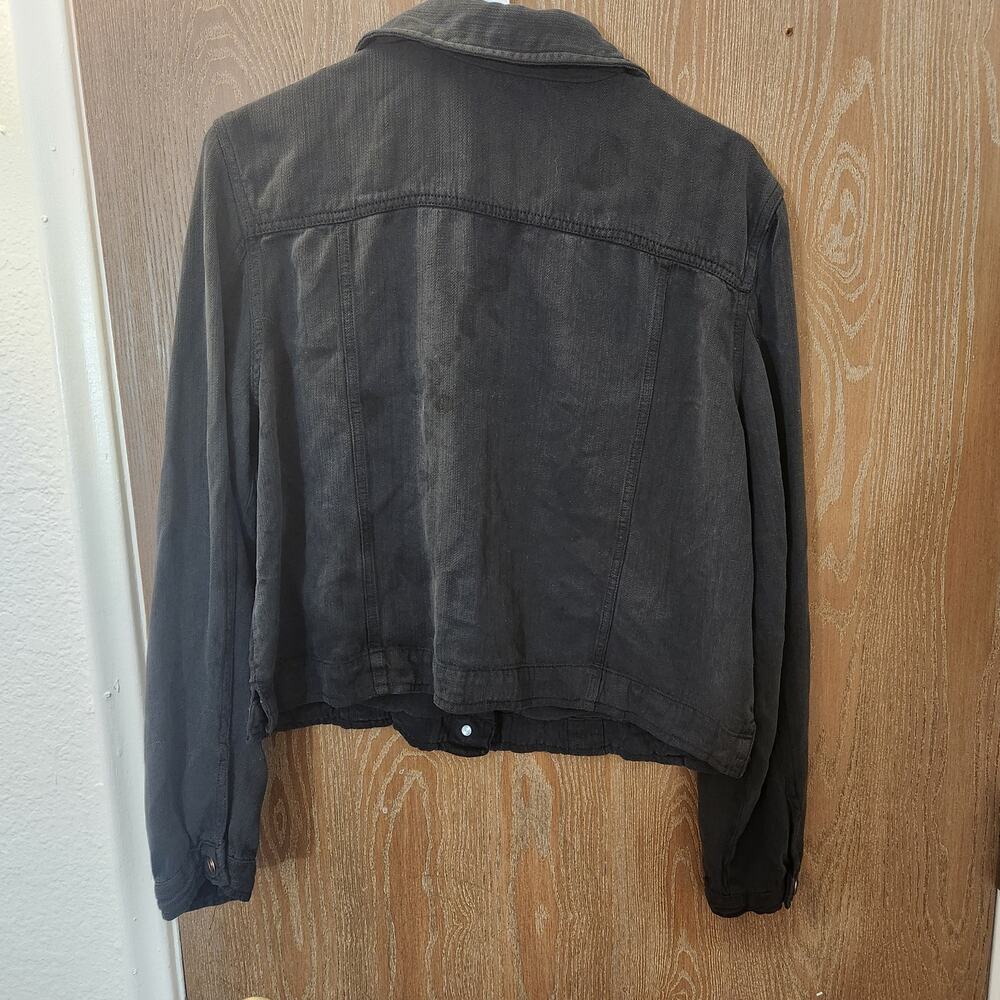 Angie Black Lyocell Tencel Denim Style Trucker Jacket Women's Large L - Picture 4 of 6